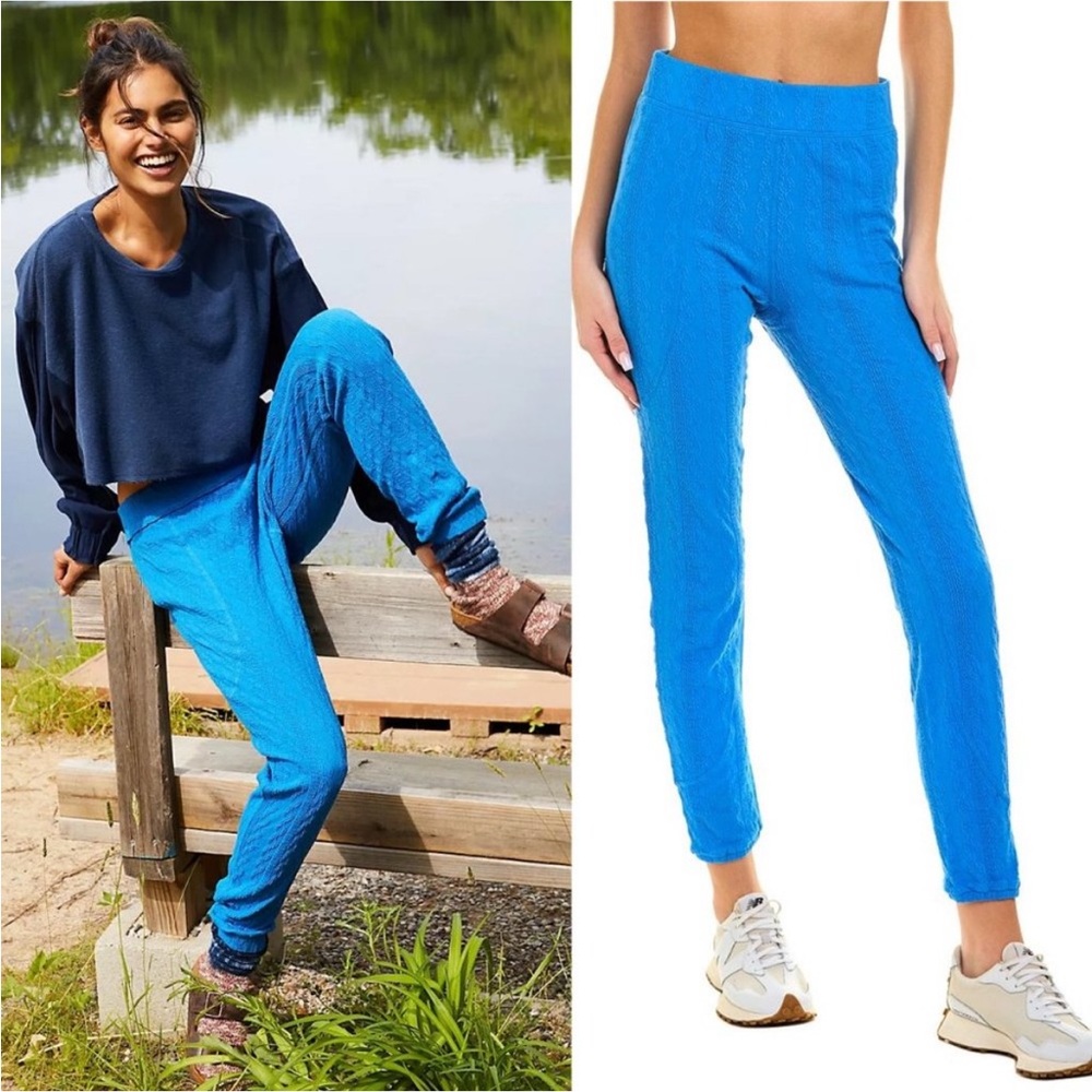 Free People Movement Break A Sweat Cloud Burst Blue Pants